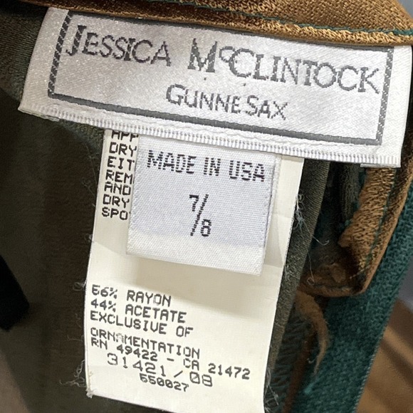 Vintage Jessica McClintock Gunne Sax‎ Y2K Dress 7/8 Gold Slip Maxi Halter Beaded - Picture 4 of 12